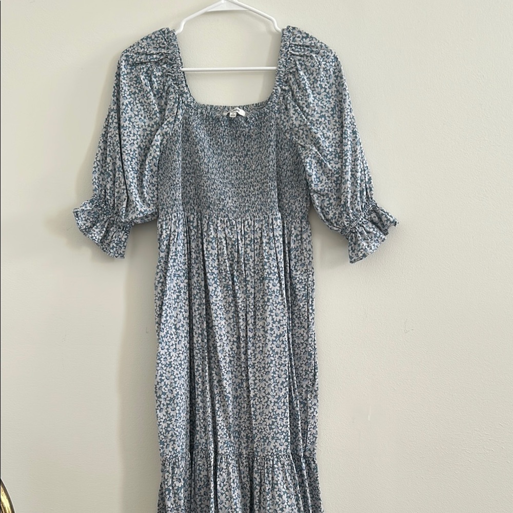 Madewell Blue Floral Midi Dress